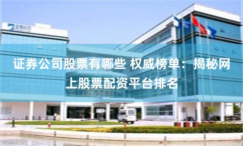 证券公司股票有哪些 权威榜单：揭秘网上股票配资平台排名